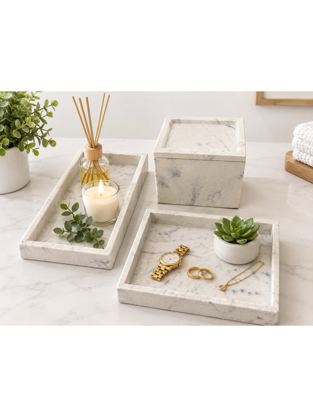 Better Homes & Garden Set of 3 Faux Marble Ceramic Vanity Tray